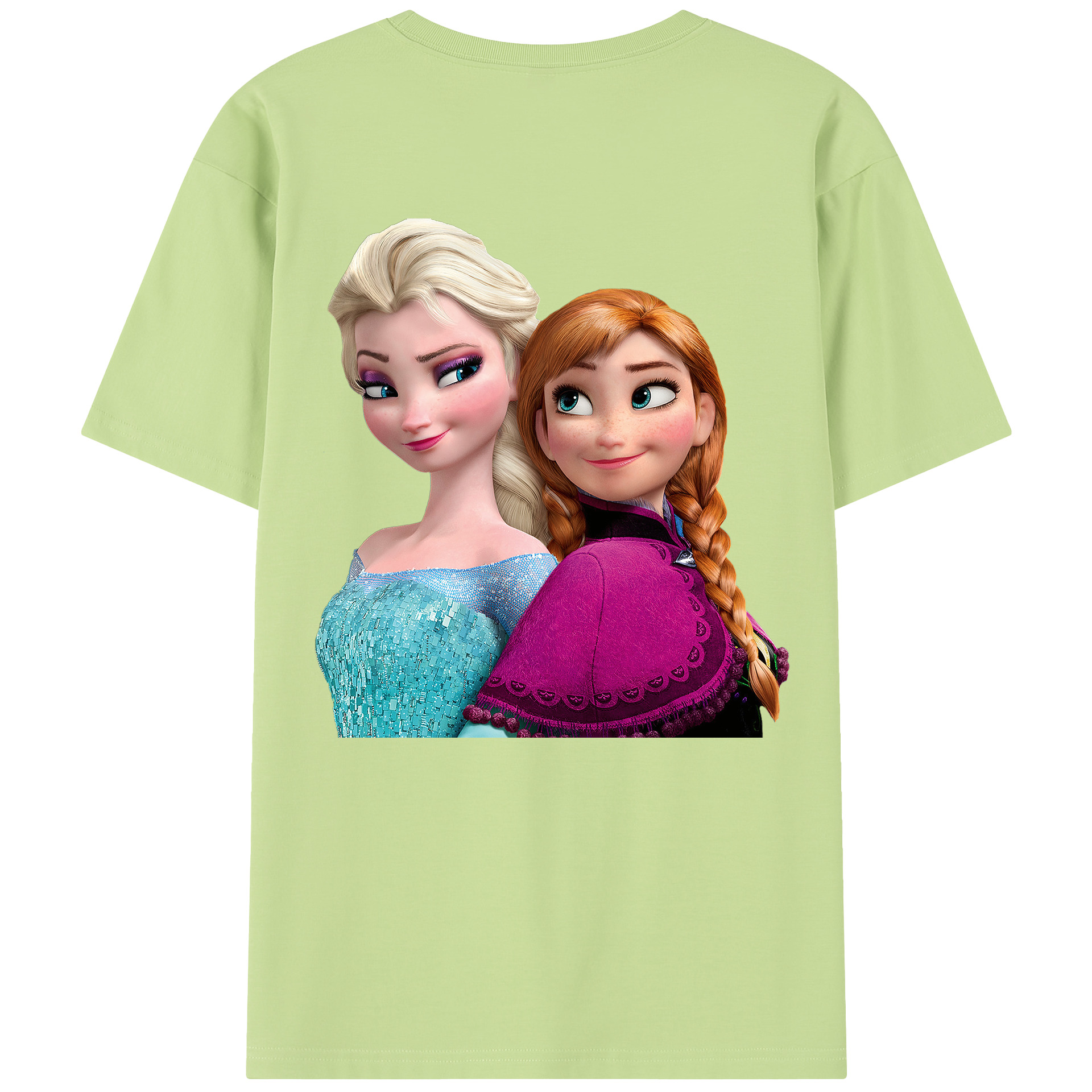 （画像用） アナと雪の女王 アンナ エルサ Frozen Anna Elsa 綿100％半袖Tシャツ（背面プリント）